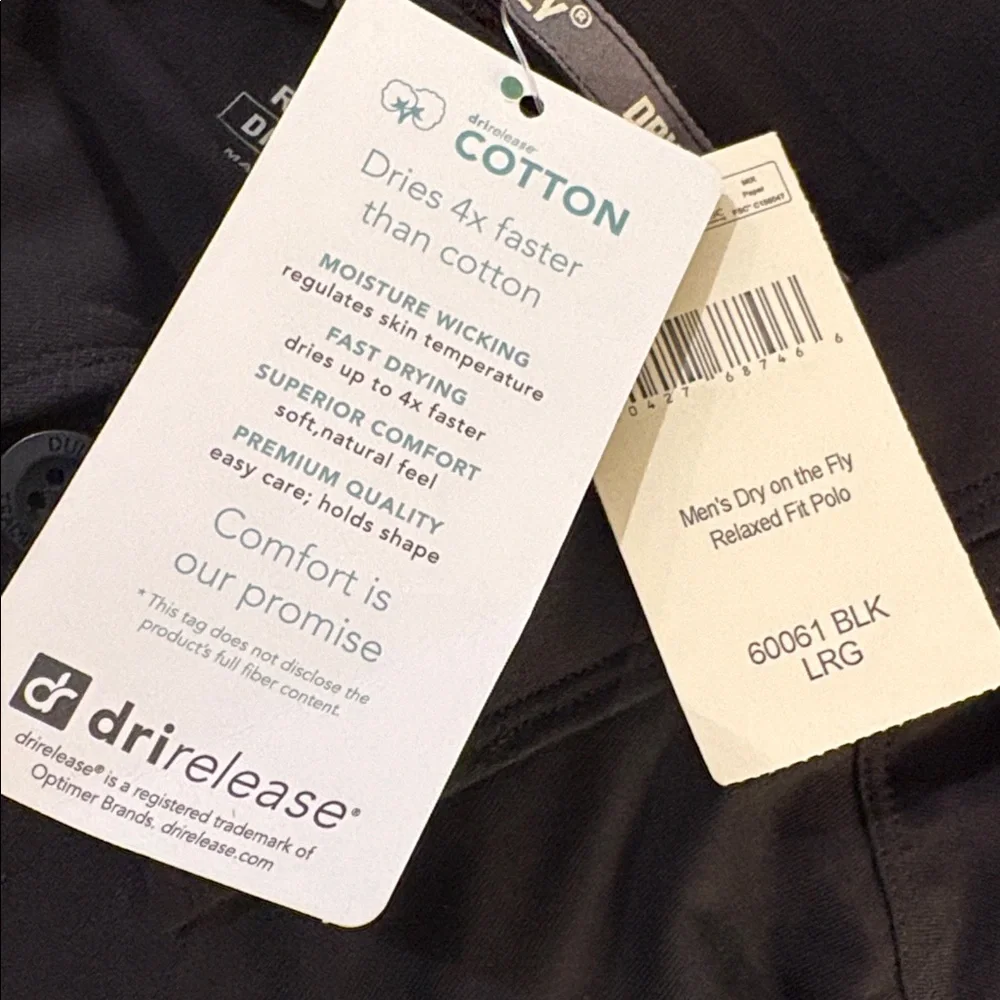 NWT [Duluth Trading Co] Dry on the Fly Relaxed Fit Black Polo Mens Large - Picture 12 of 13